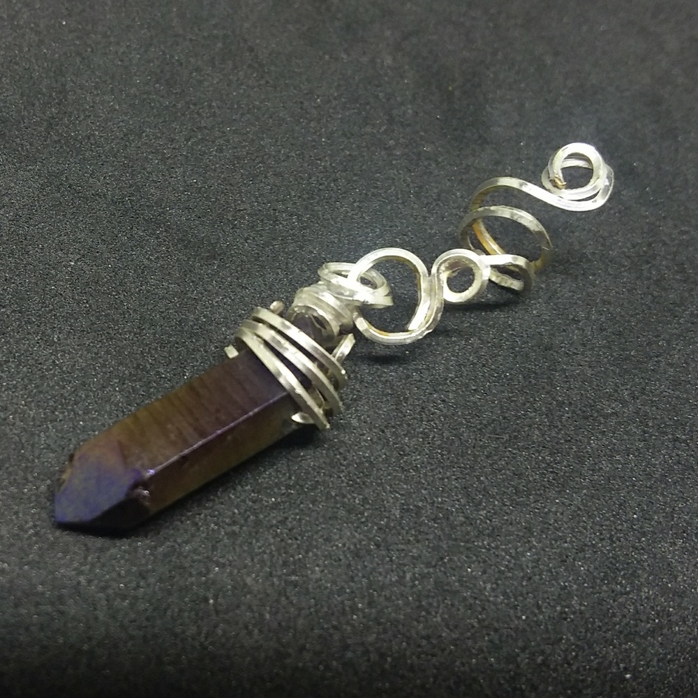 Crystal Wire Wrap Pendant Hair/Braid Accessory